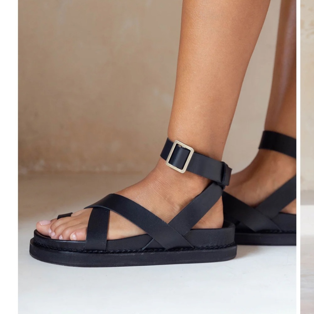 NWT Liberte Leather Bronte Black Strappy Sandals. Various Sizes